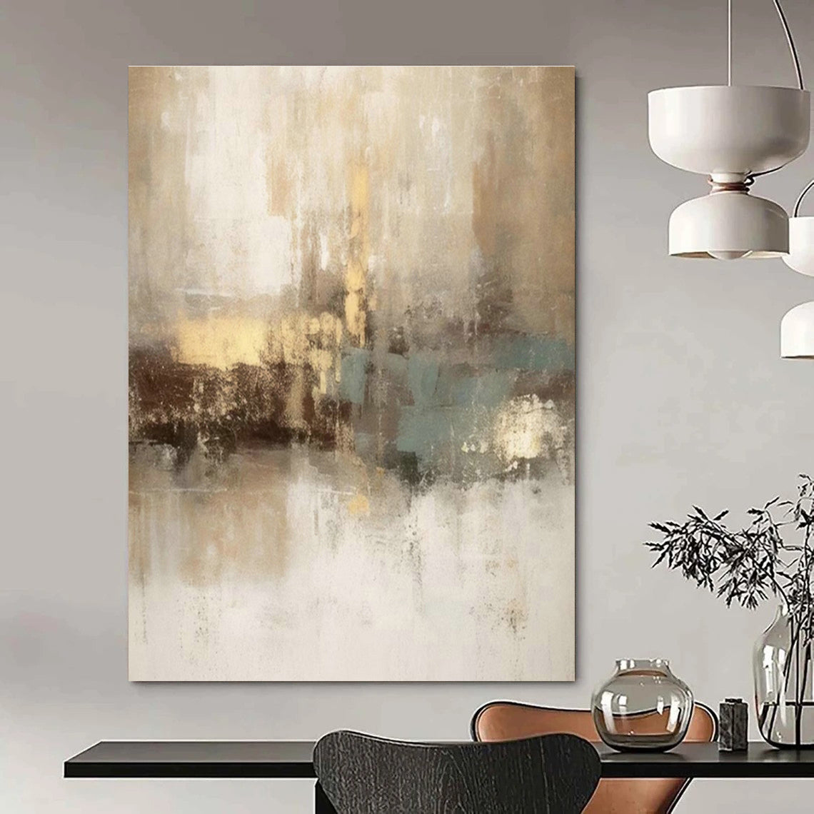 Large Customizable Hand-Painted Abstract Canvas for Living Room Wall Sconce Niche Wall and Bedroom Bedside Table Wall DLZ1916