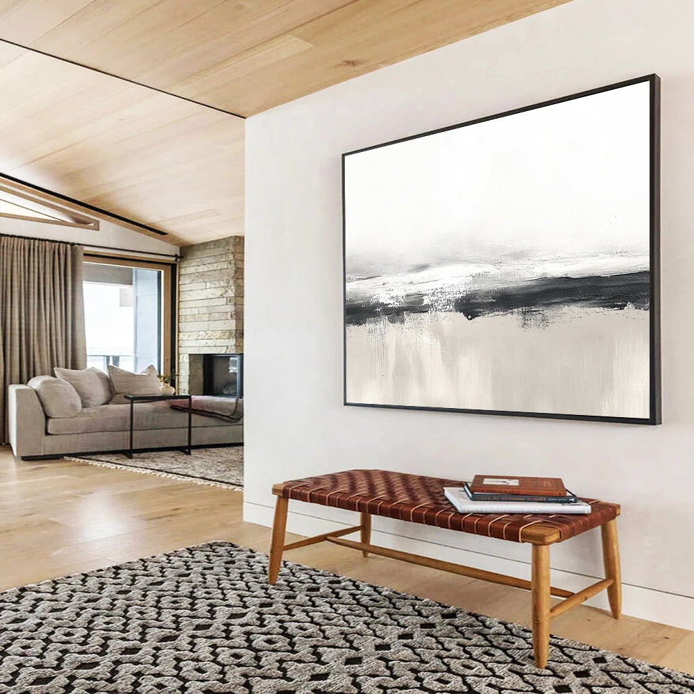 Gray and White Minimalist Abstract Painting with Subtle Textures DYP255