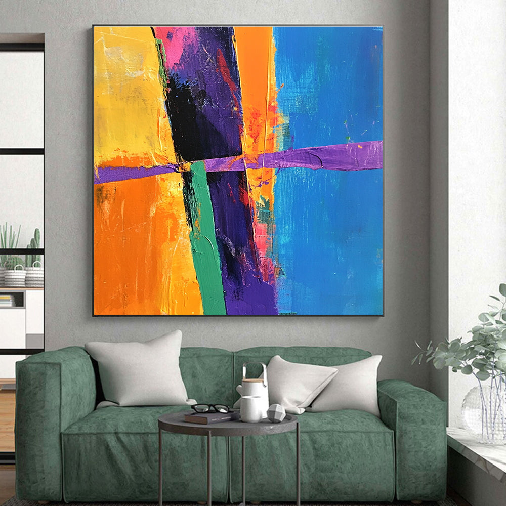 Bright Color Block Abstract Painting with Dynamic Shapes GER406