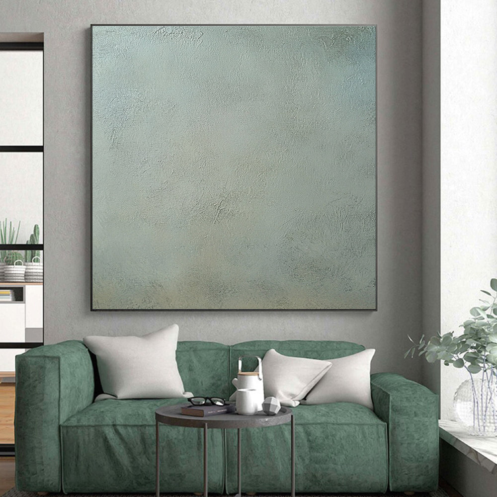 Light Green Textured Abstract Painting with Subtle Brushstrokes GER100