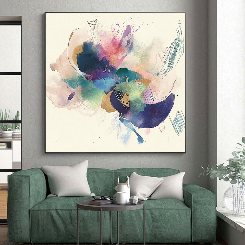 Colorful Ink - Splatter Abstract with Gold Accents GER276