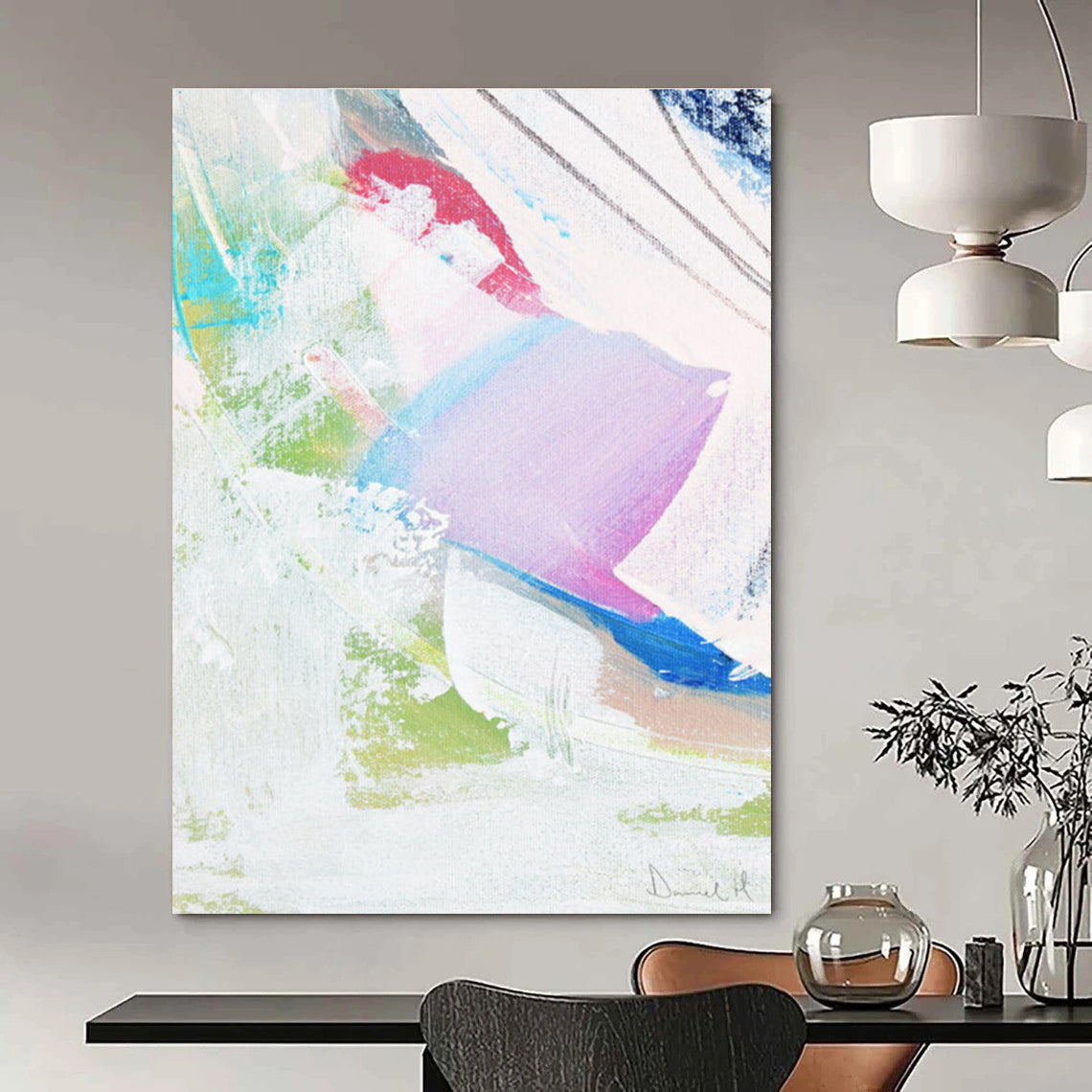 Colorful Abstract Swirls with Soft Background Painting ADGE149