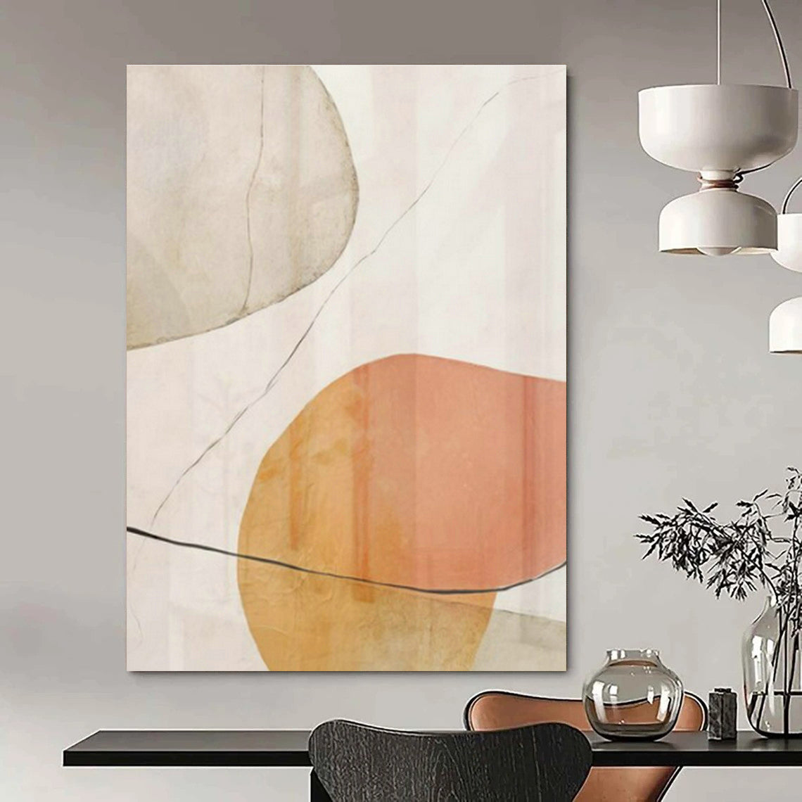 Oversized Custom Hand-Painted Abstract Canvas for Office Reception and Cottage Hallway Bicycle Storage Niche DLZ1958