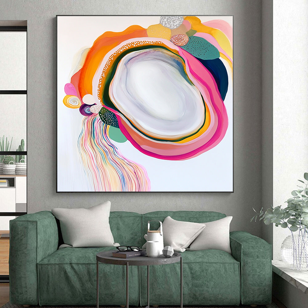 Colorful Agate - Inspired Abstract Painting with Playful Shapes GER587