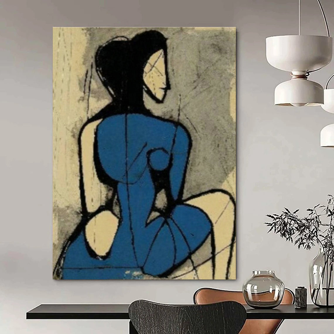 Hand-Painted Abstract Canvas Collage with Mixed Media for Bedroom & Living Room DLZ1424