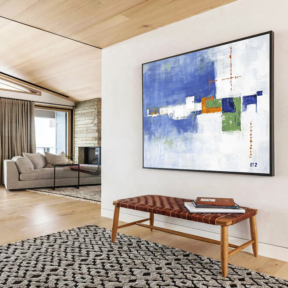 Blue and Green Geometric Abstract Painting DYP086