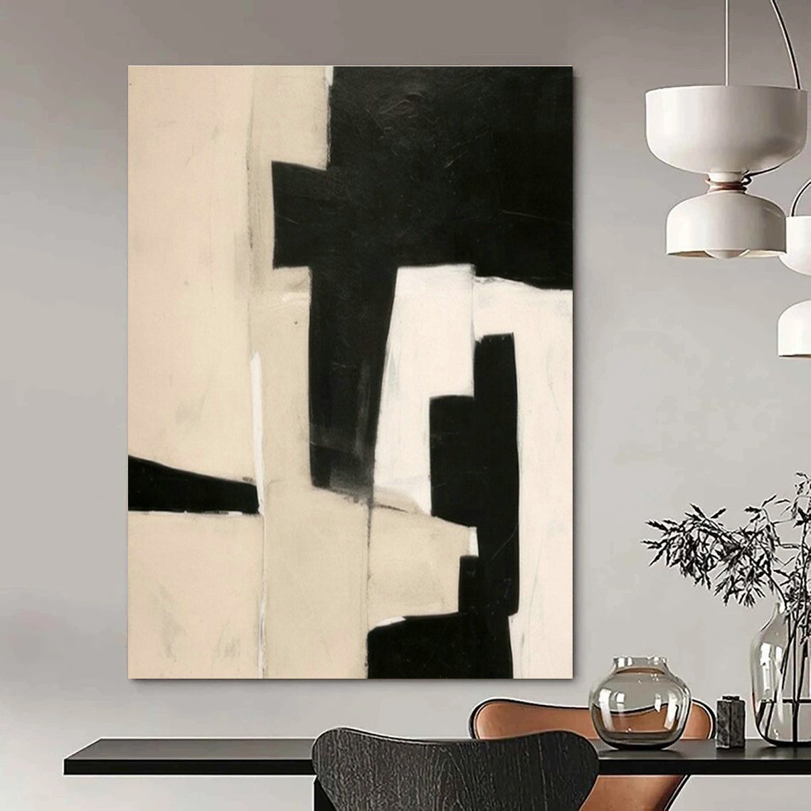 Oversized Custom Hand-Painted Abstract Art for Cottage Hallway Umbrella Stand Interior Wall and Office Printer Station Wall DLZ1935