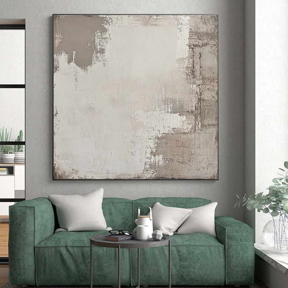 Light Gray Textured Abstract Painting with Subtle Variations GER042