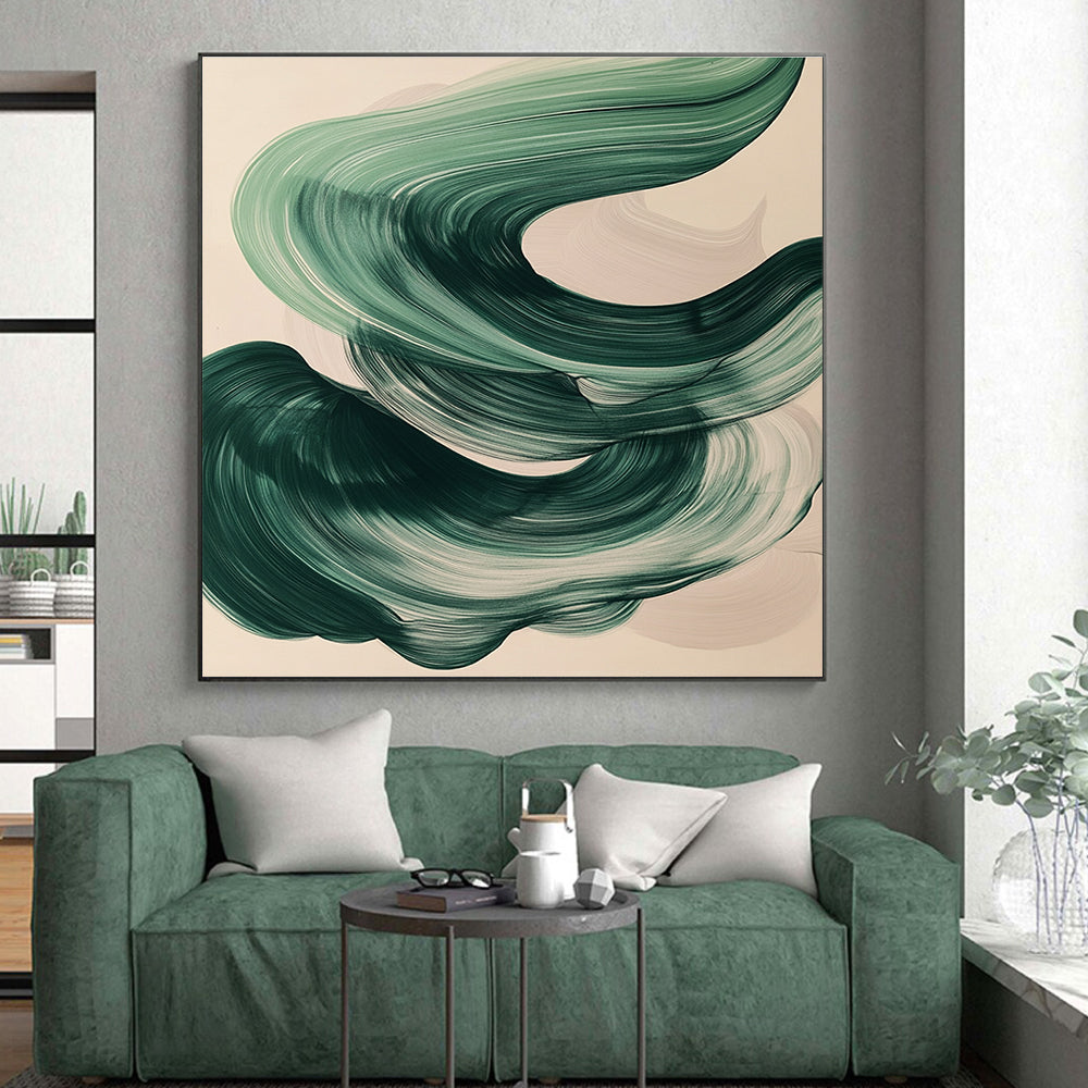 Green Swirl Abstract Painting with Smooth Strokes GER788