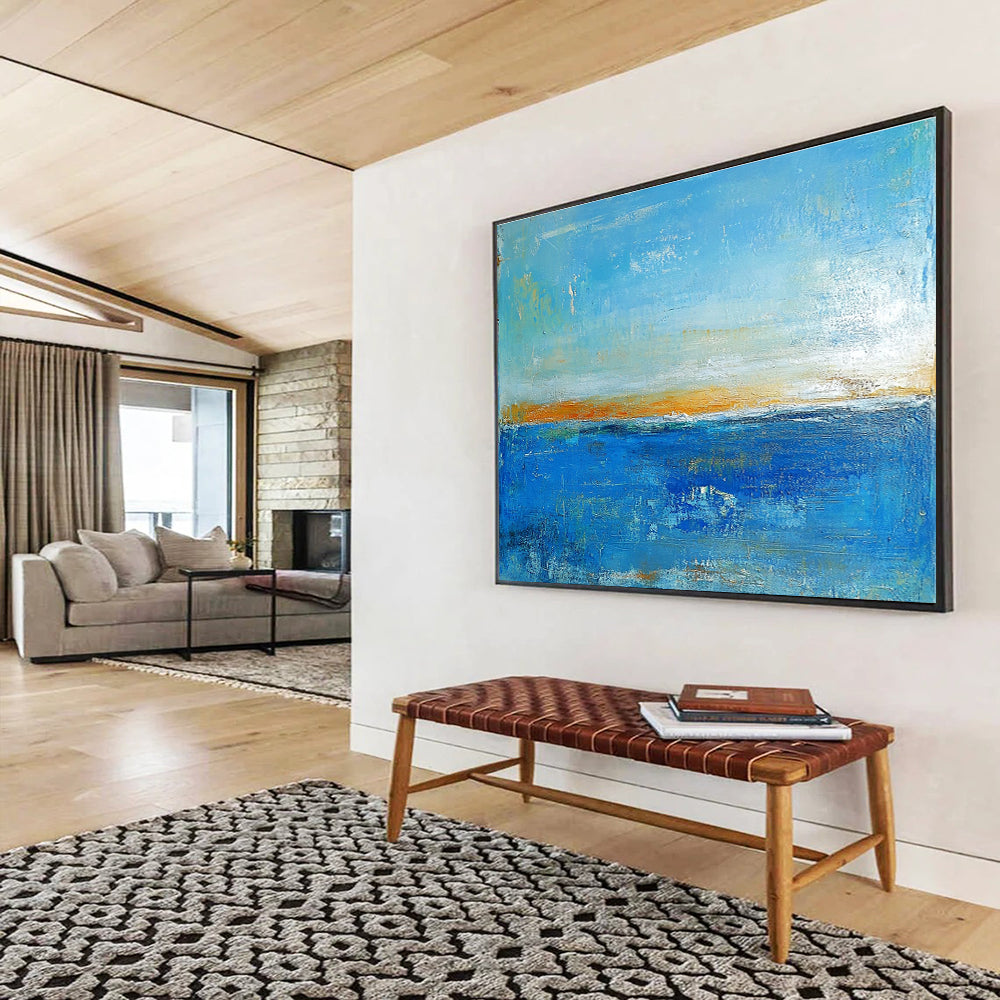 Large abstract painting inspired by Turner Kandinsky and Richard Schmid blending vibrant colors and dynamic forms for a captivating wall statement.SC034