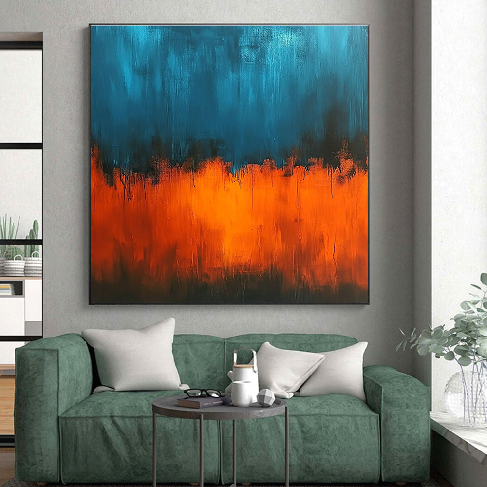 Teal and Orange Abstract Painting with Vivid Transitions GER388