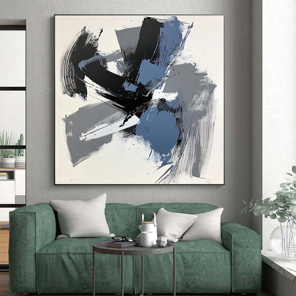 Black Gray Blue Abstract Painting GER824