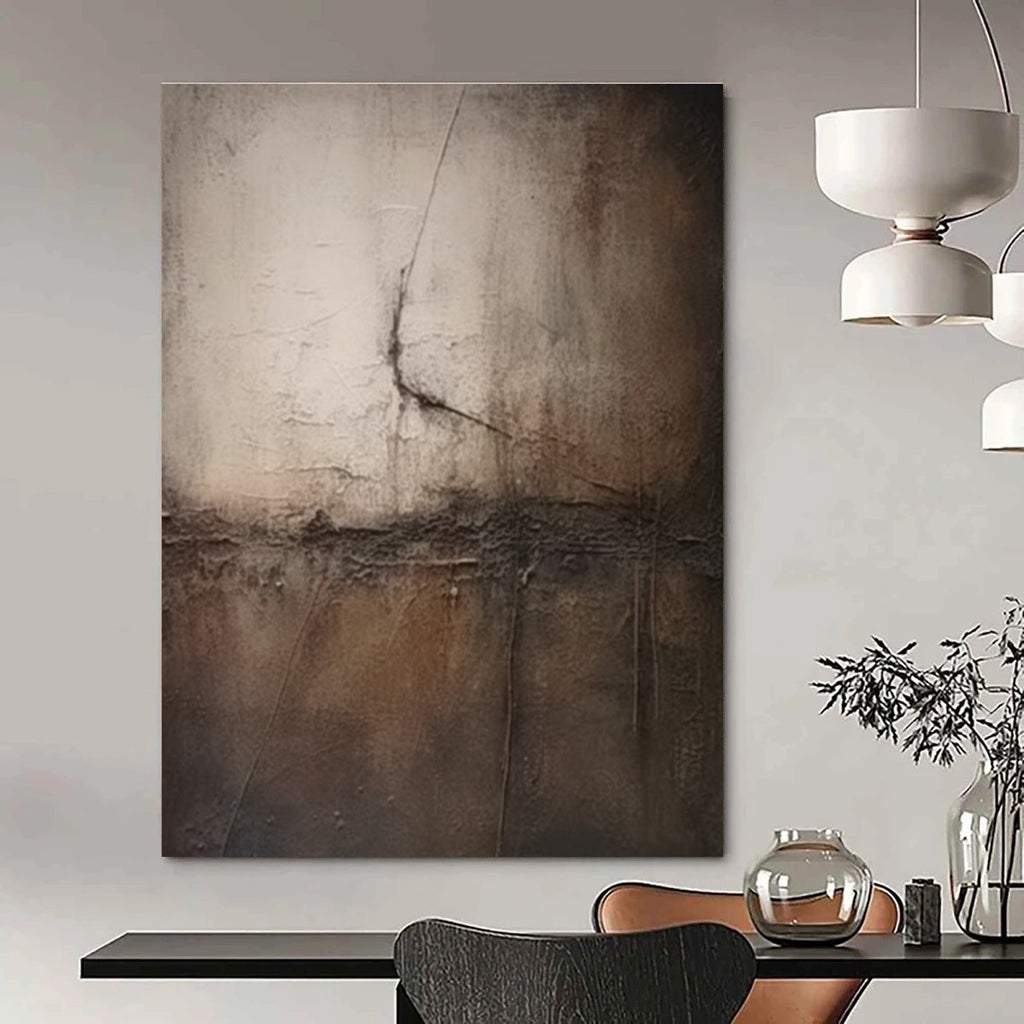 Brown and Gray Cracked - texture Abstract Painting ADGE357