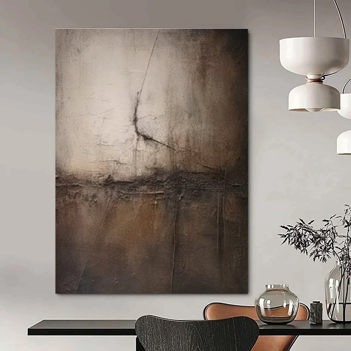 Brown and Gray Cracked - texture Abstract Painting ADGE357