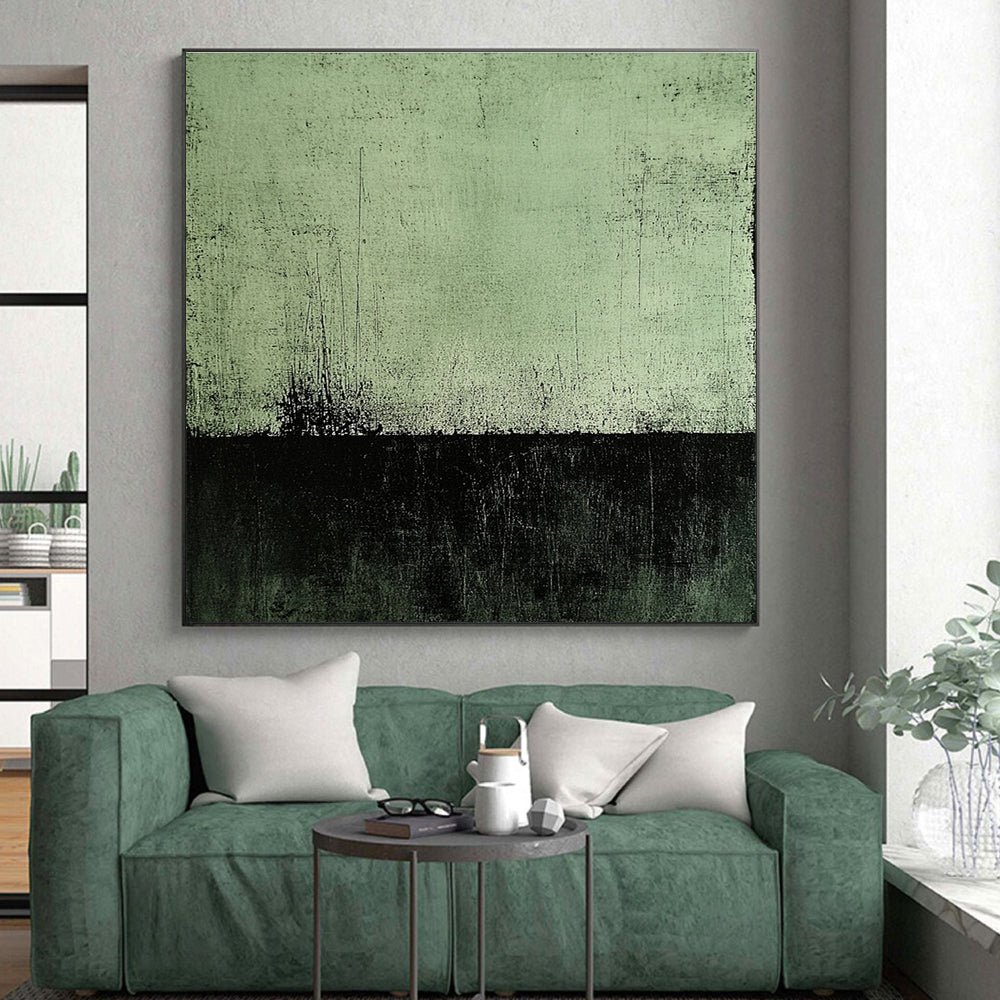 Dark Green and Black Textured Abstract Painting GER233