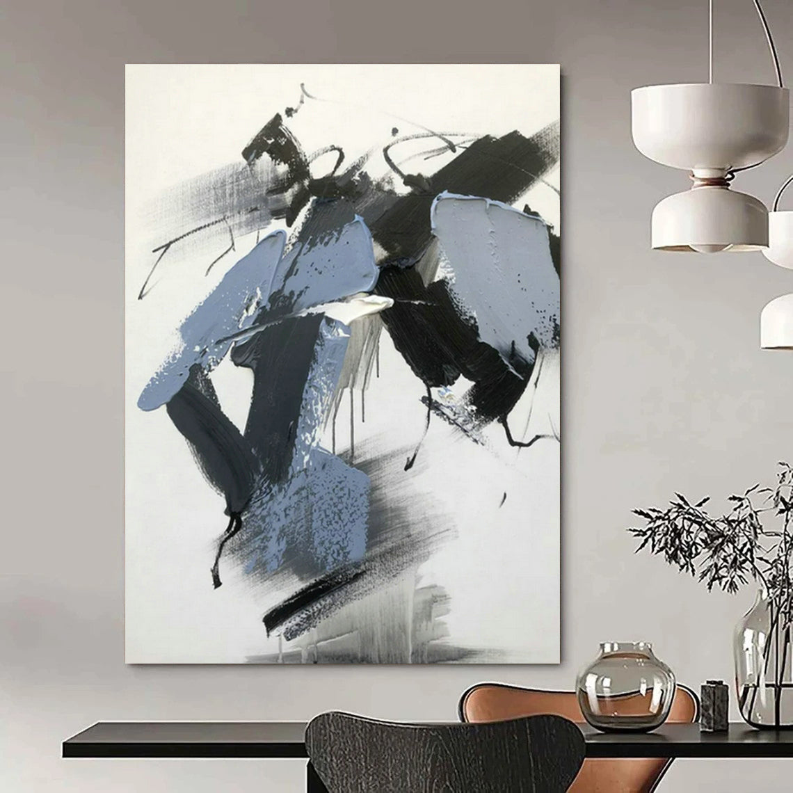 Large Hand-Painted Abstract Art for Bedroom Walk - in Closet and Hallway Linen Closet Doors DLZ1677