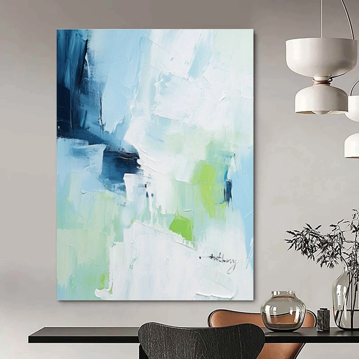 Handmade Abstract Wall Art for Cottage Office & Bedroom DLZ1649
