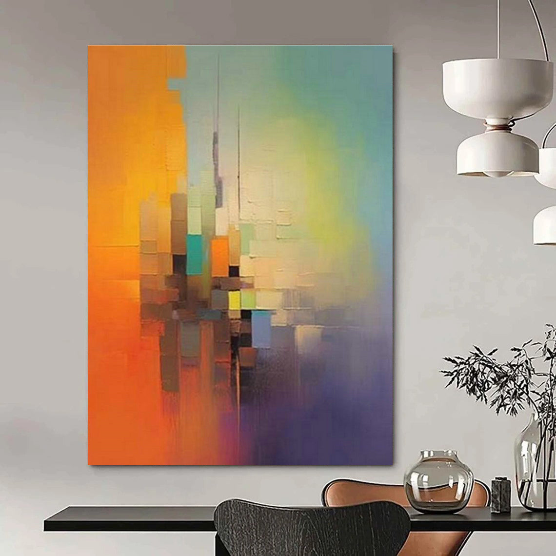 Extra - Large Custom Hand - Painted Abstract Painting for Cottages, Create a Distinctive Living Space DLZ0363
