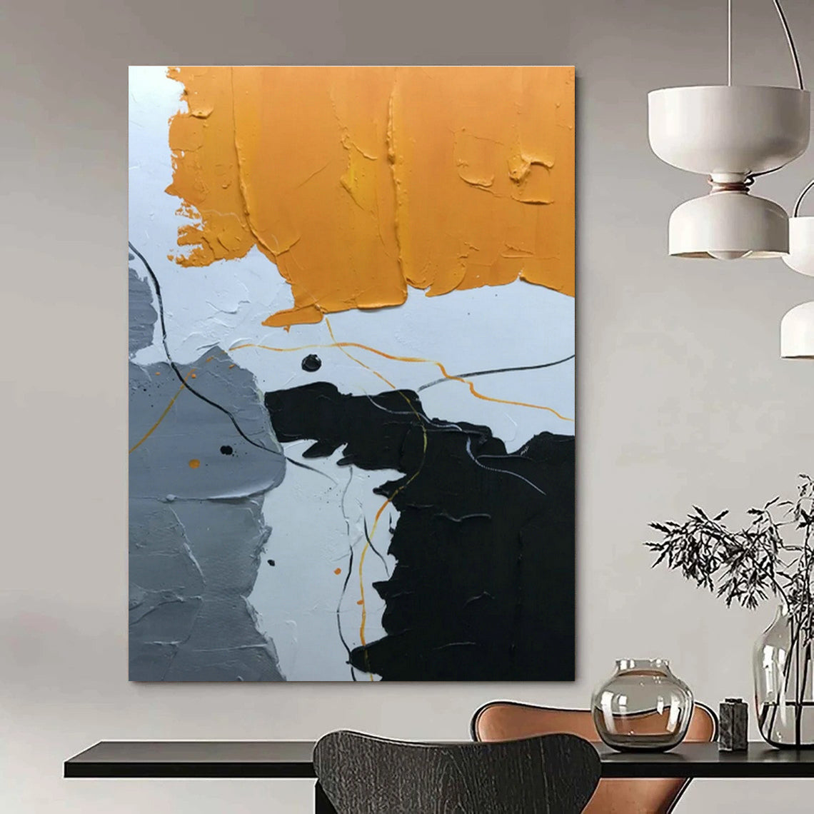Handcrafted Extra - Large Abstract Canvas for Cottage Dining Room & Hallway DLZ1341