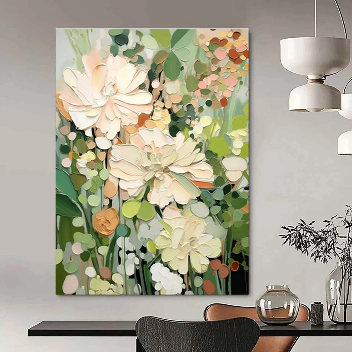 Textured Floral Abstract Painting with Soft Pastel Tones ADGE422
