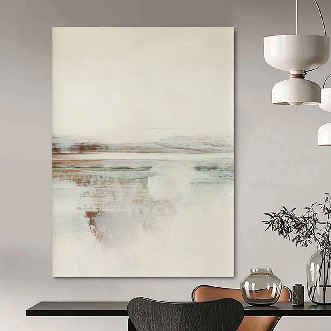 Neutral Tones Reflective Coastal Abstract Painting ADGE225