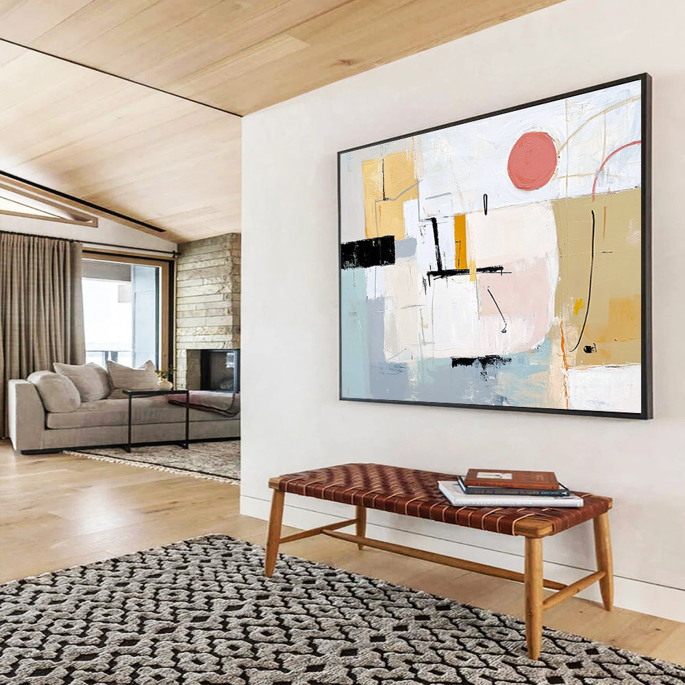 Pastel Colored Geometric Abstract Painting with Subtle Textures DYP202