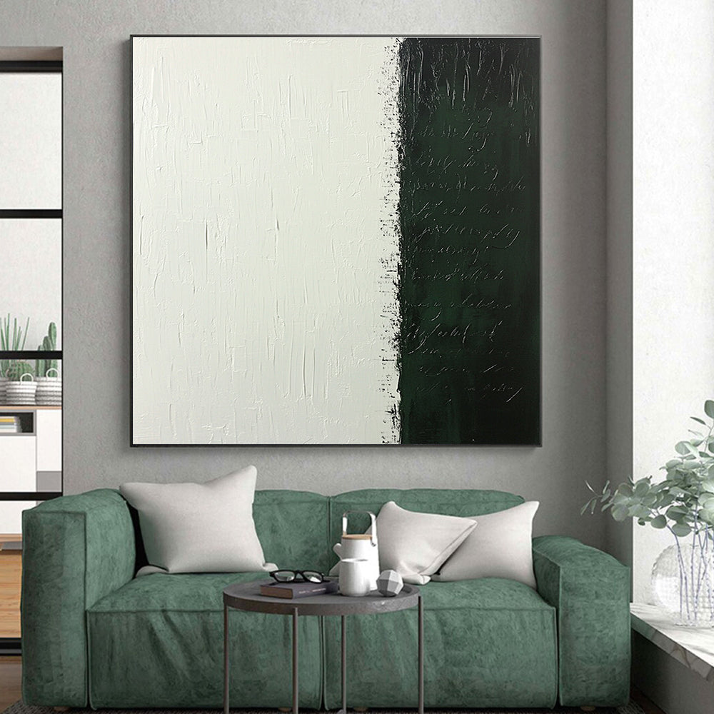 Split - Color Abstract with White and Dark Green GER308