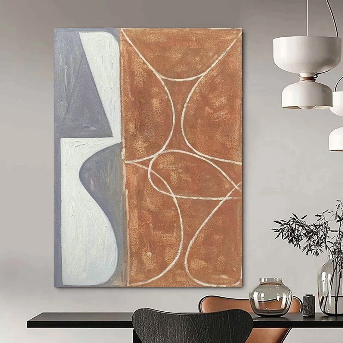 Large Hand - Painted Abstract Artwork for Entryway & Cottage Hallway DLZ1145