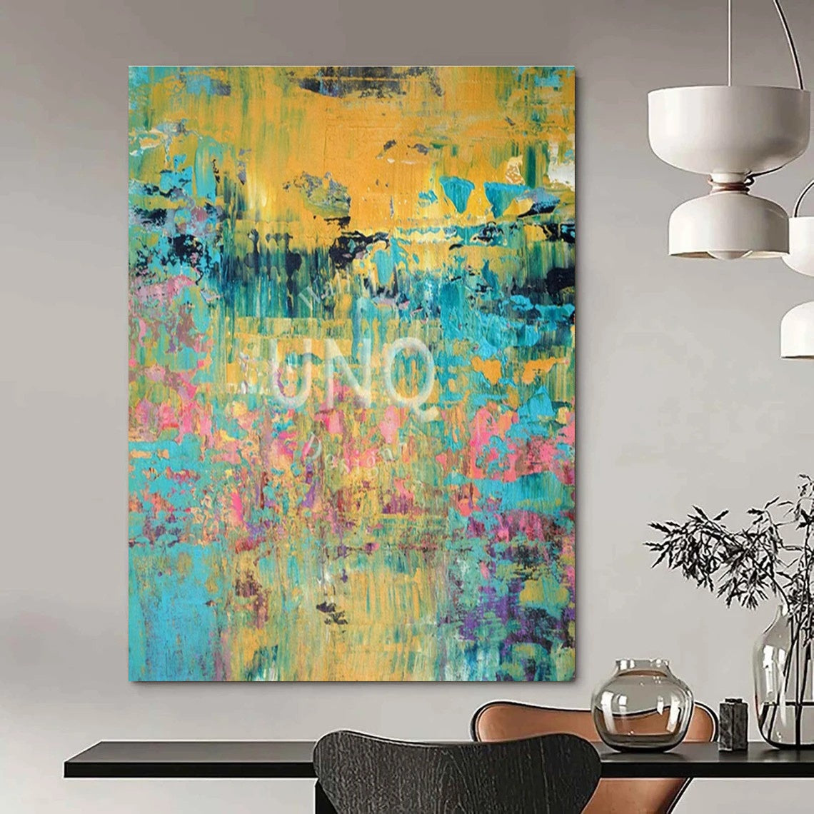 Handmade Abstract Art for Cottage Office Headphone Hook Rail Wall & Hallway Umbrella Stand Interior Wall DLZ1813