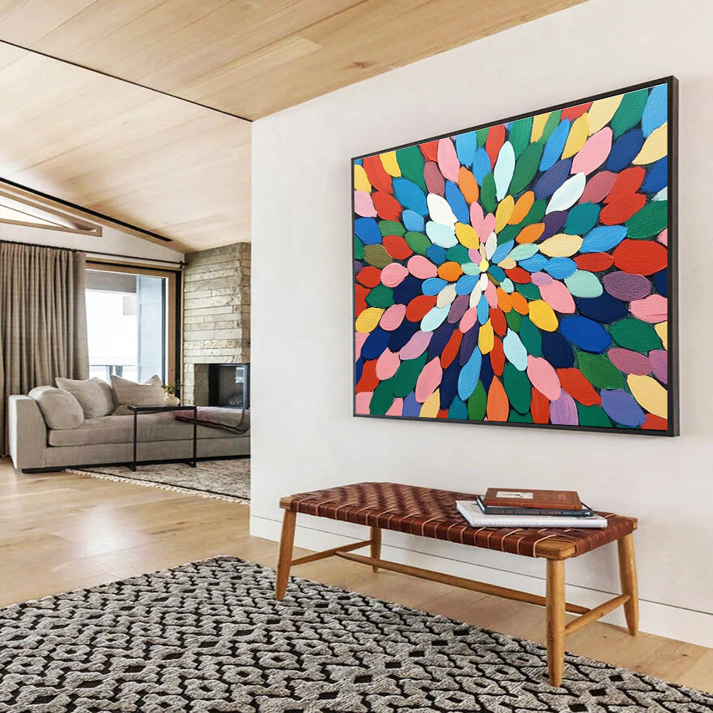 Colorful Petal - Shaped Abstract Painting with Bright Colors DYP117