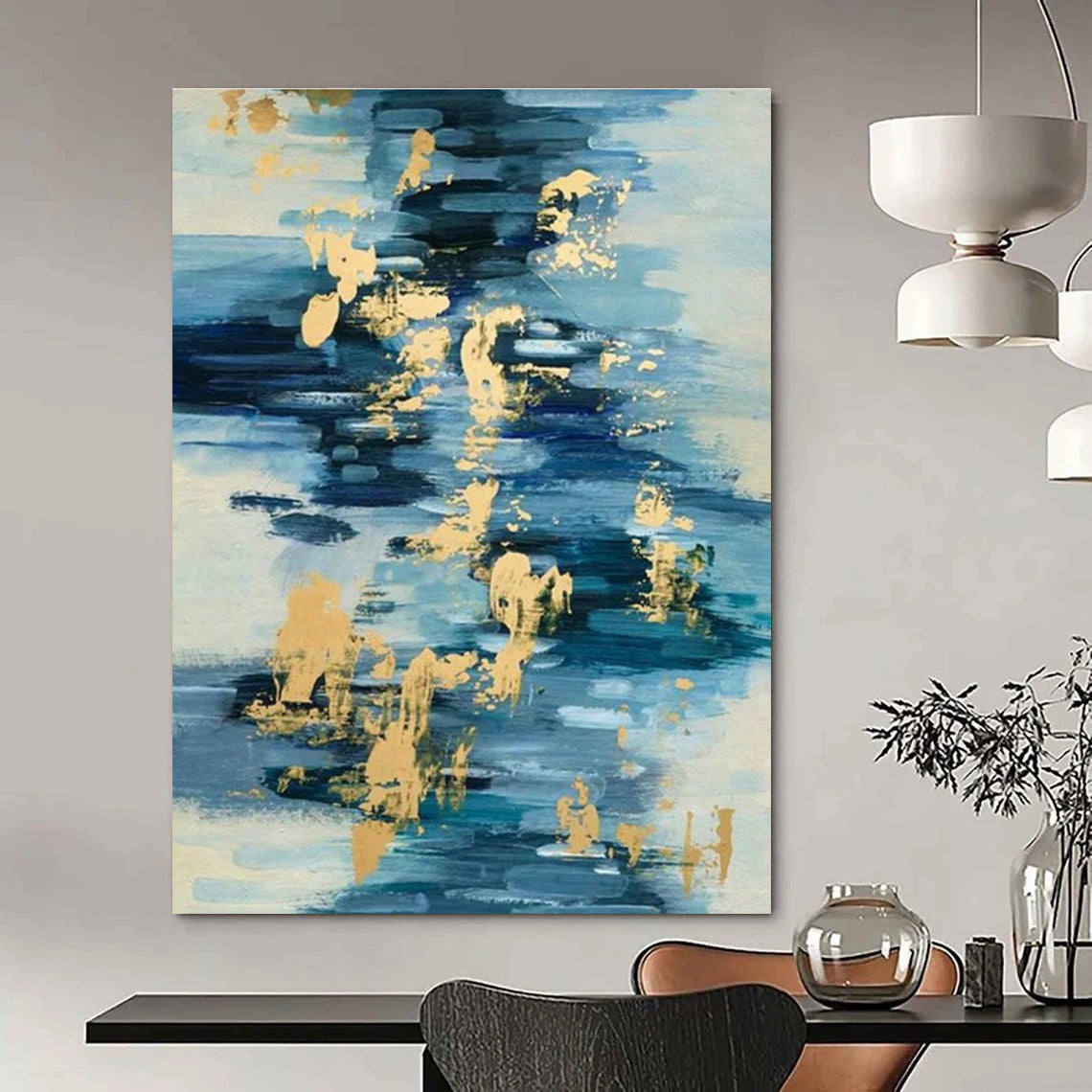 Custom - Designed Hand - Painted Abstract Canvases for Bedroom Canopy Bed Drape Tie - Back Hooks & Office Room Divider Panel Fasteners DLZ0938