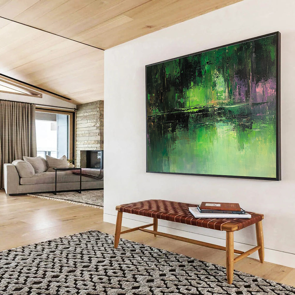 Green Forest Reflection Abstract Painting with Rich Colors DYP267