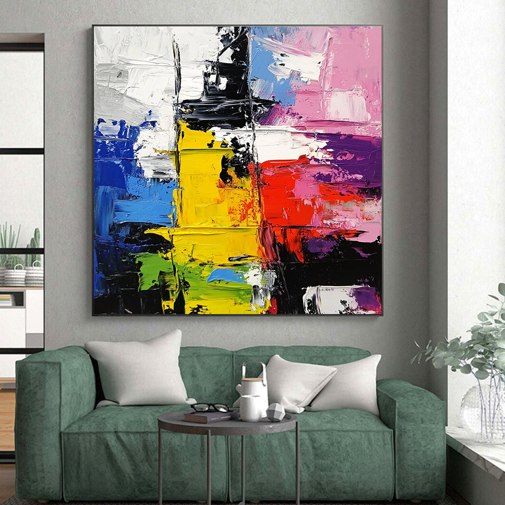 Multicolor Block Abstract Painting with Diverse Hues GER733