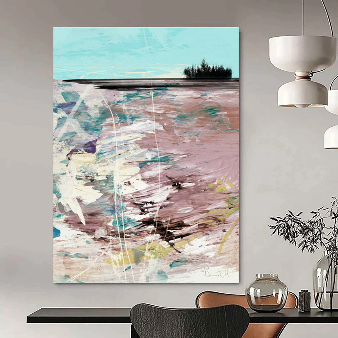 Coastal Abstract in Pink with Soft Hues Painting ADGE198