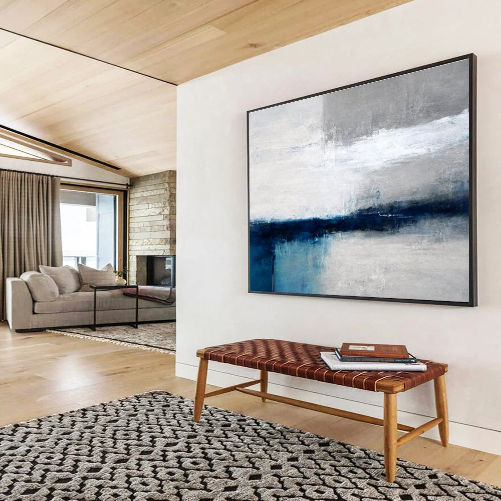 Grey Blue Abstract Painting THY058