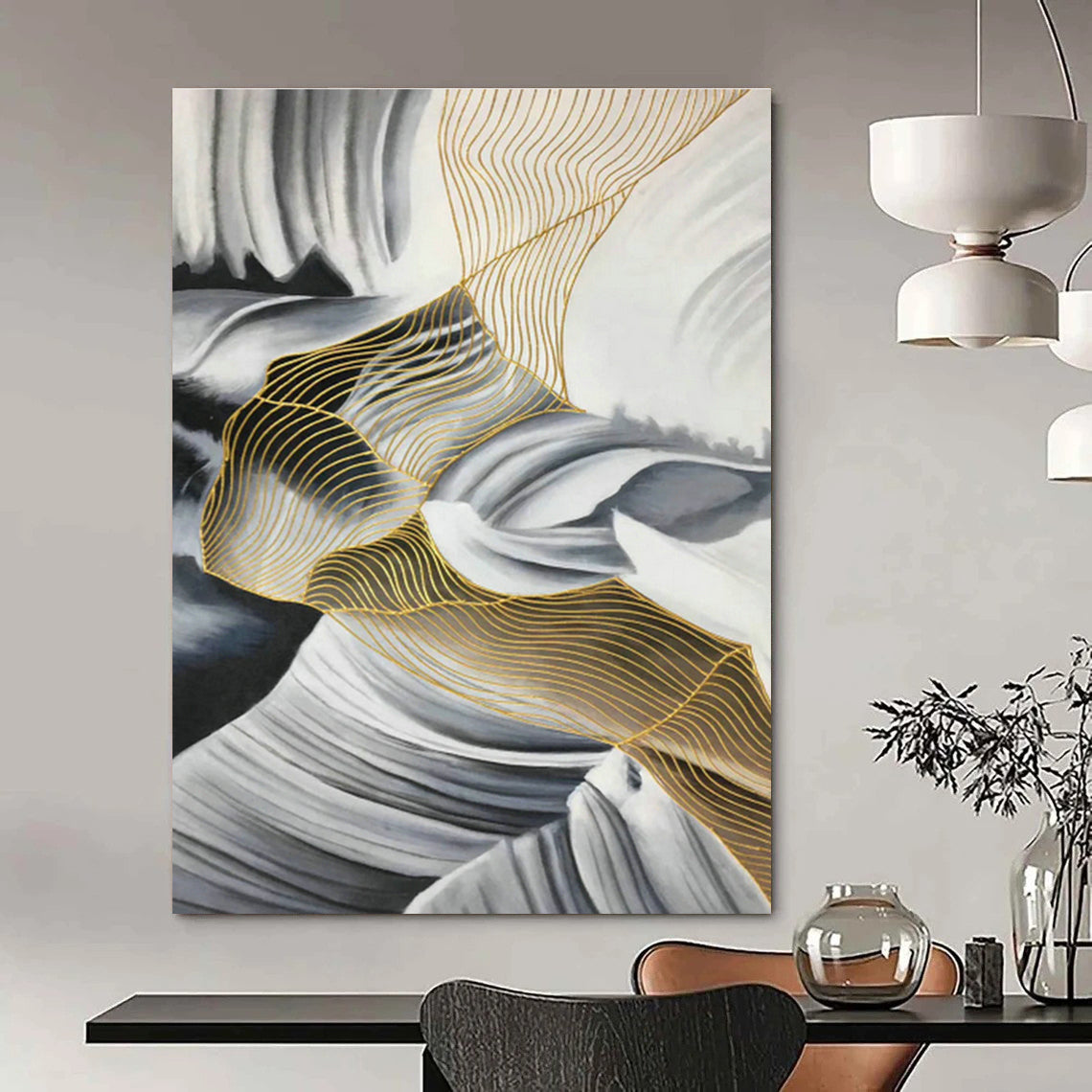 Oversized Custom Abstract Art for Cottage Bedroom and Living Room DLZ0541