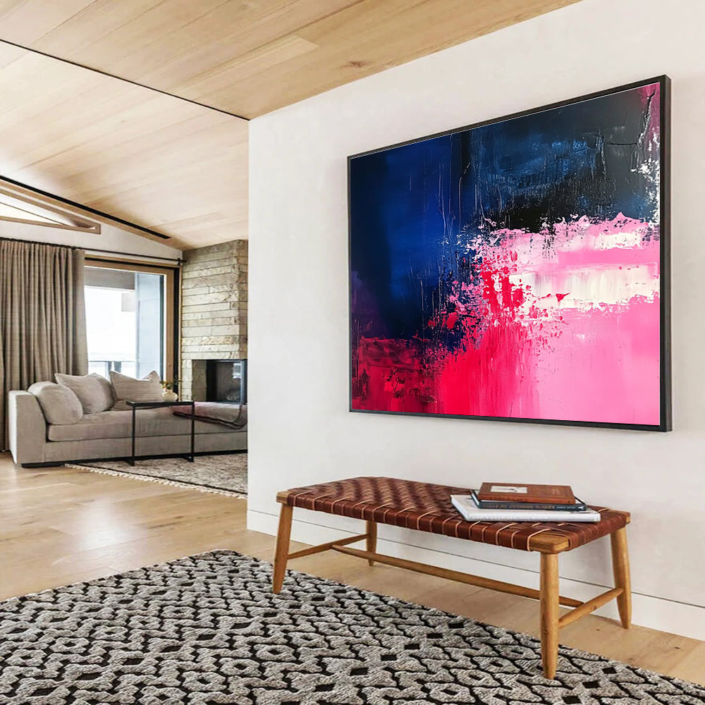 Pink and Blue Abstract Painting with Bold Textures DYP187
