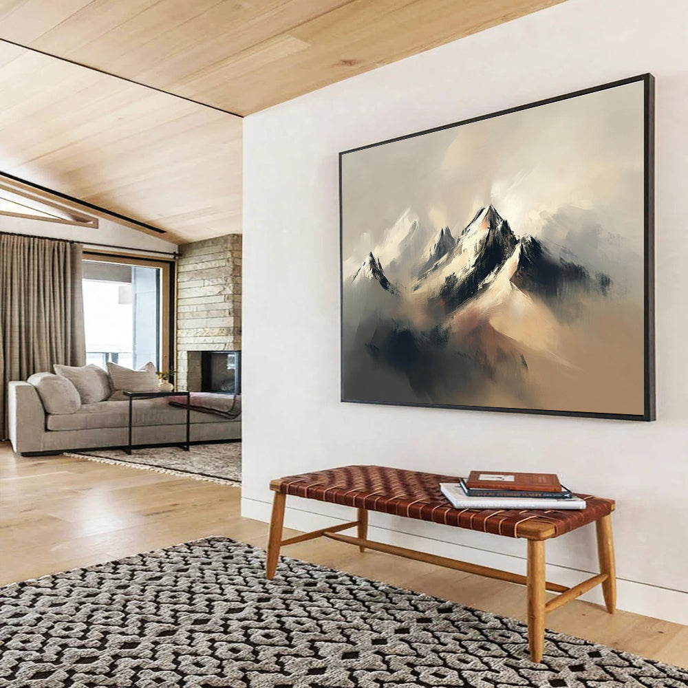 Misty Mountain Abstract Painting with Soft Hues DYP459