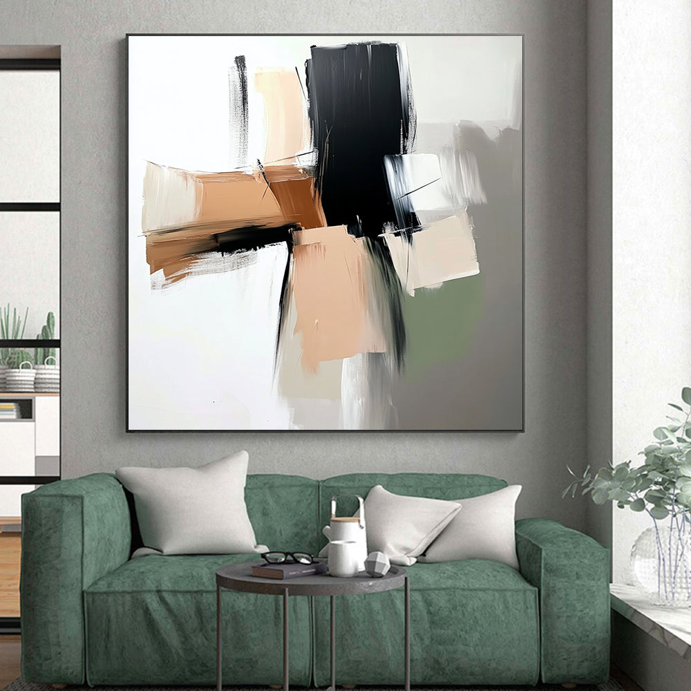 Neutral Tones Abstract Painting with Clean Lines GER756