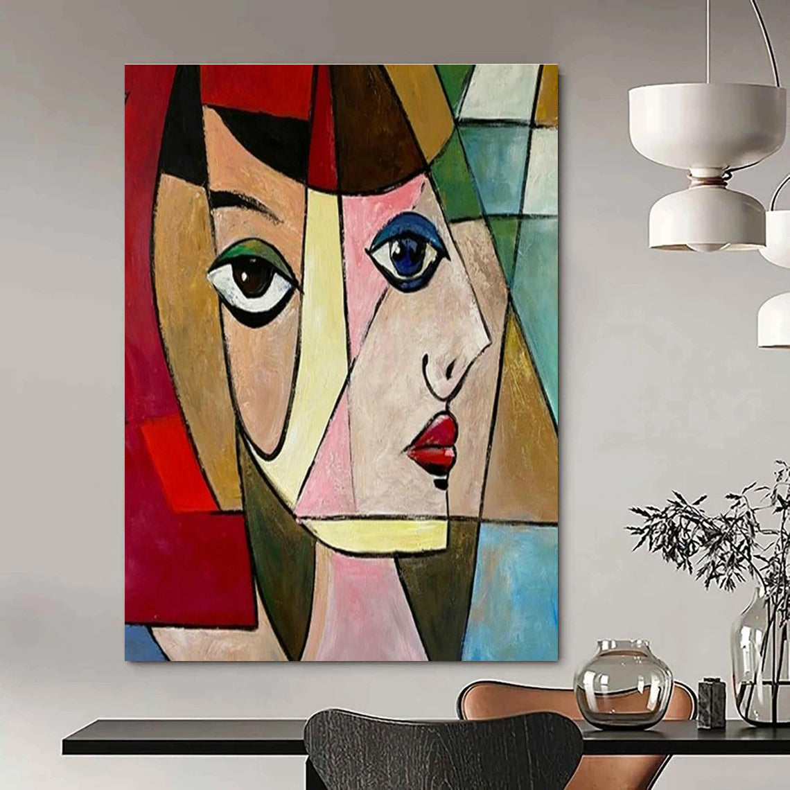 Hand - Painted Oversized Abstract Wall Collage for Dining Room & Entryway DLZ1414