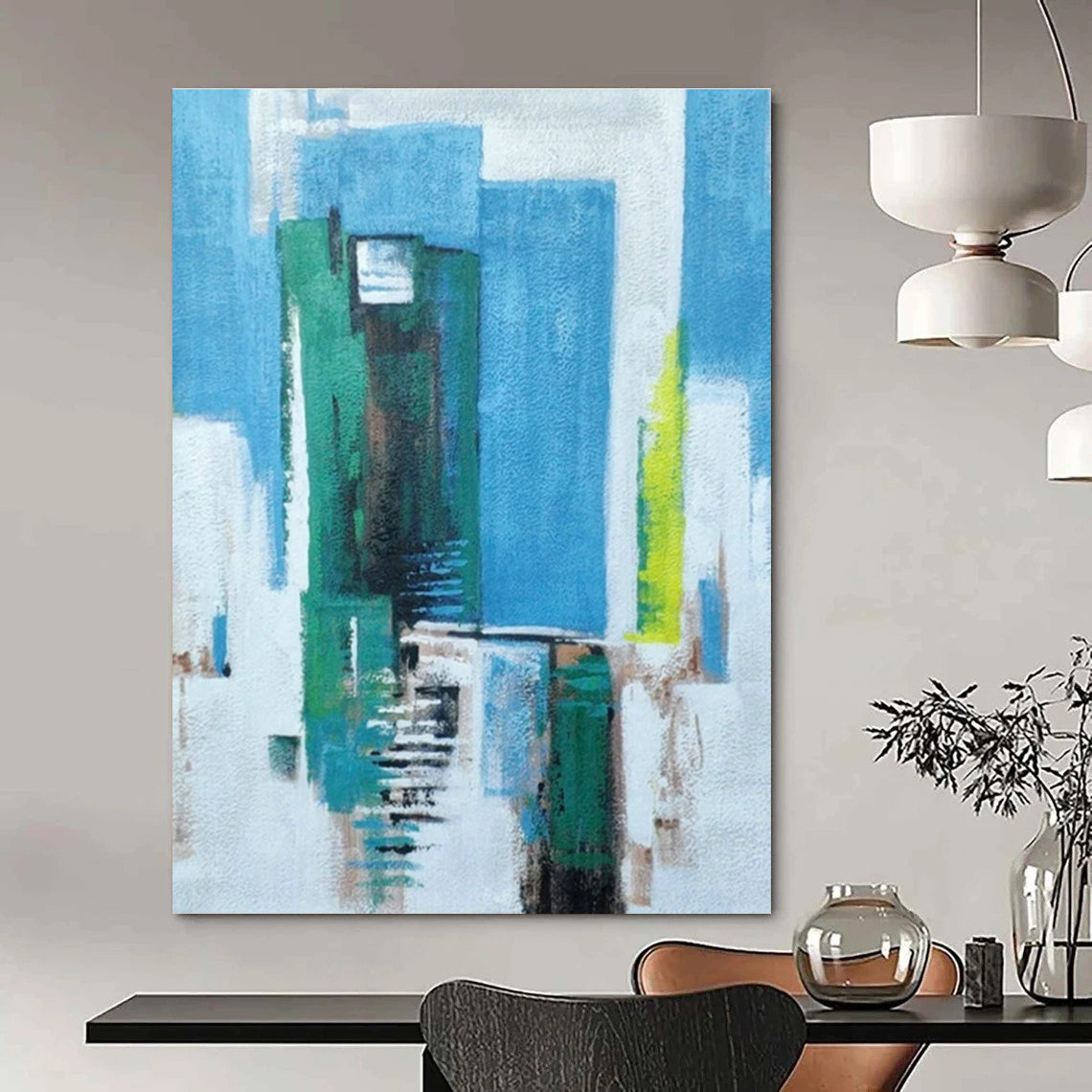 Custom Hand - Painted Abstract Art for Cottage Entryway and Bedroom DLZ0762