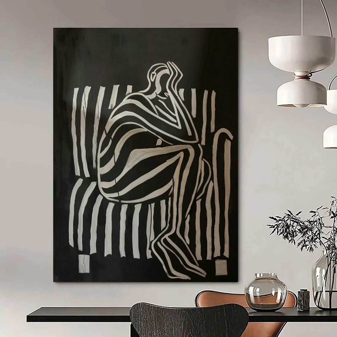 Custom Hand - Painted Abstract Art for Cottage Entryway Pet Feeding Stations & Living Room TV Console Tables DLZ0700