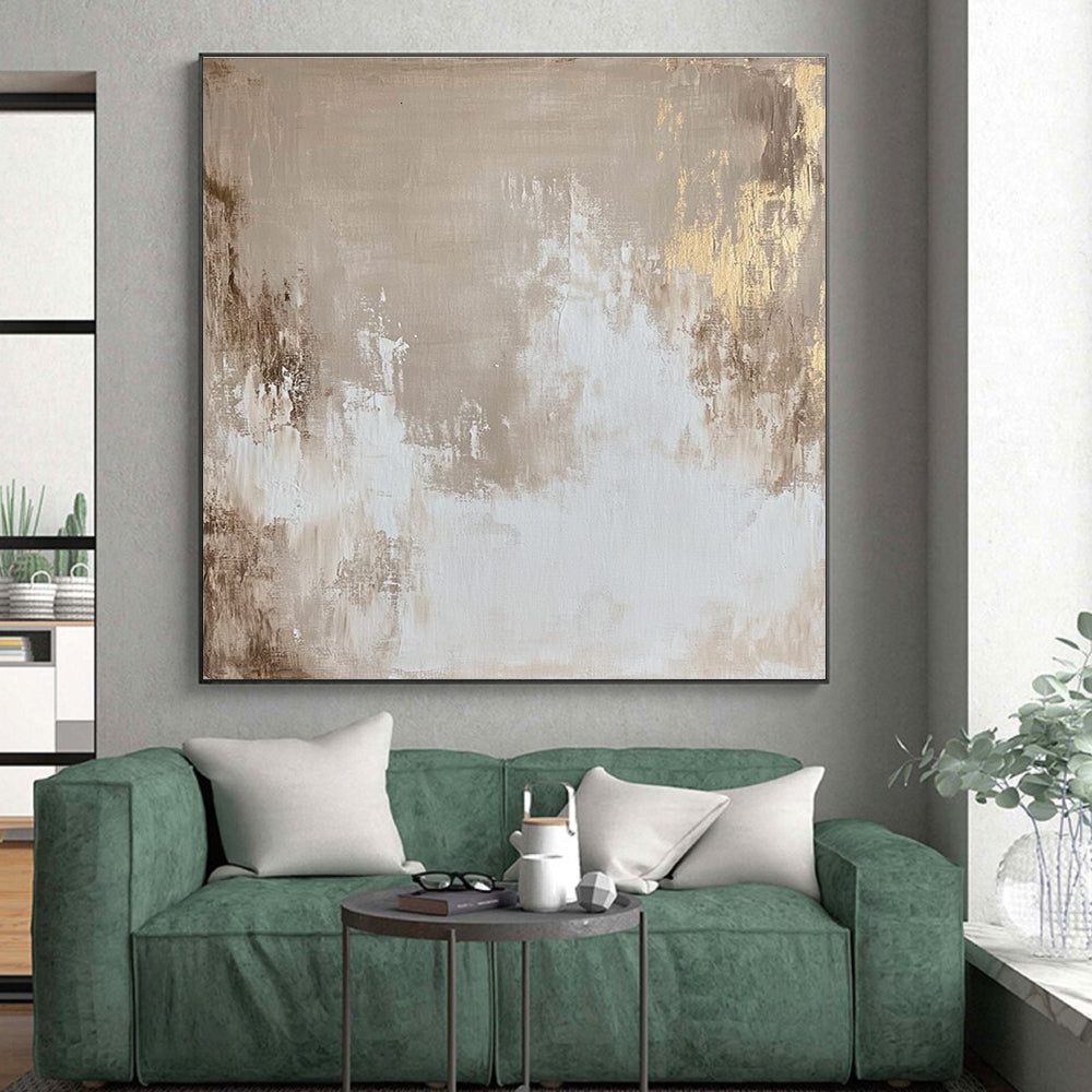 Beige and Gold Abstract Painting with Subtle Glimmers GER123