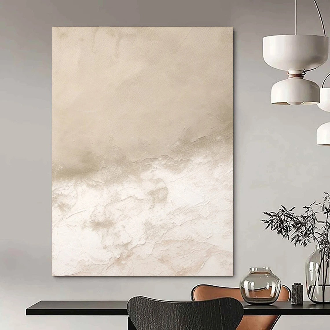 Beige Textured Abstract Painting with Subtle Layers ADGE078