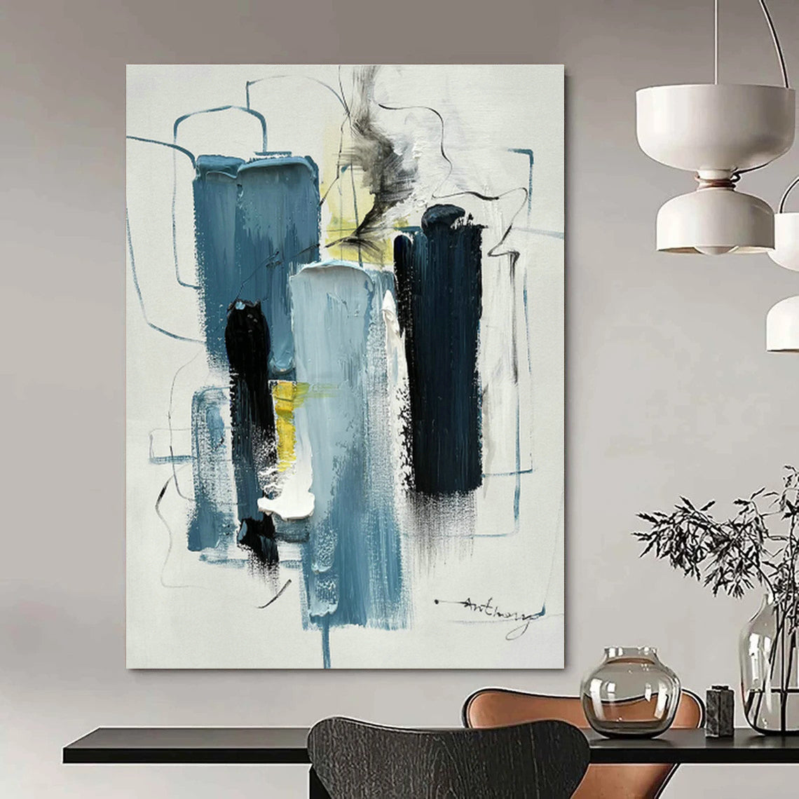 Grand - Sized Custom Abstract Canvases for Cottage Office Skylights & Bedroom Walk - in Closets DLZ0827