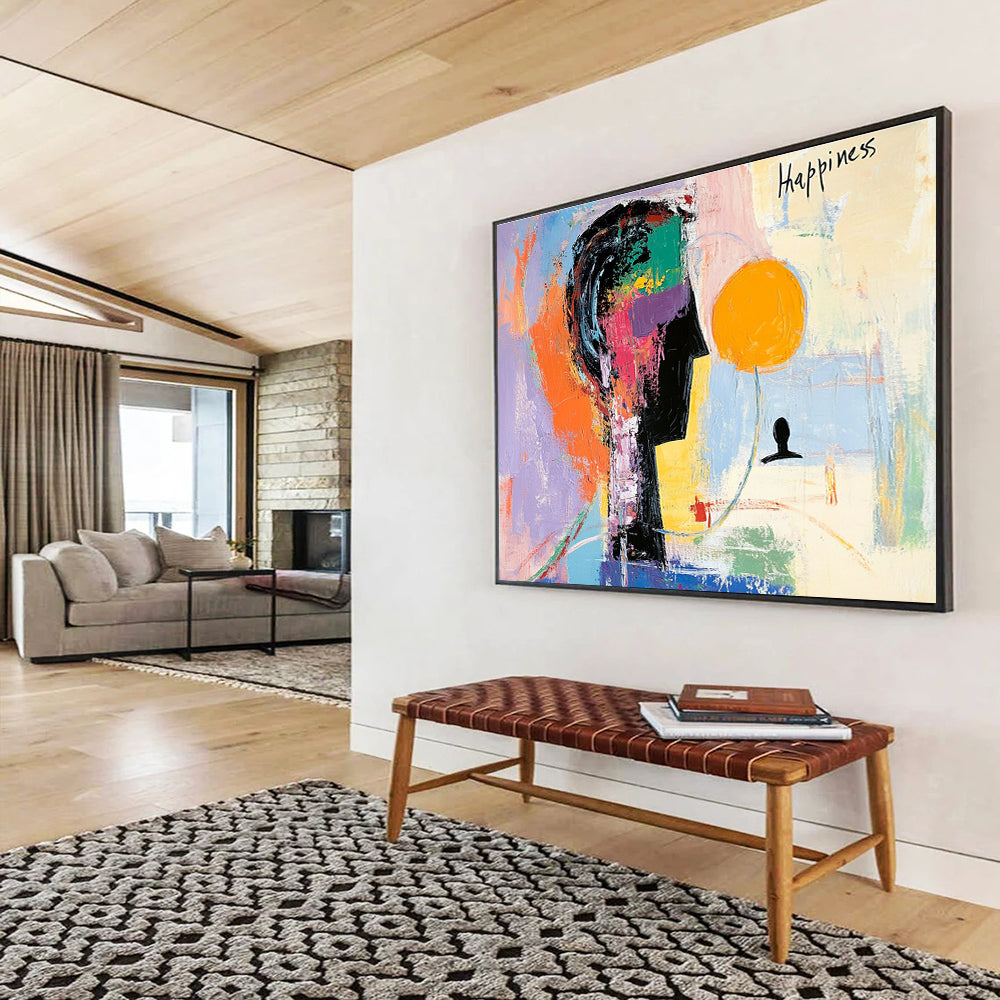 Abstract Happiness Figure Painting with Colorful Palette DYP517
