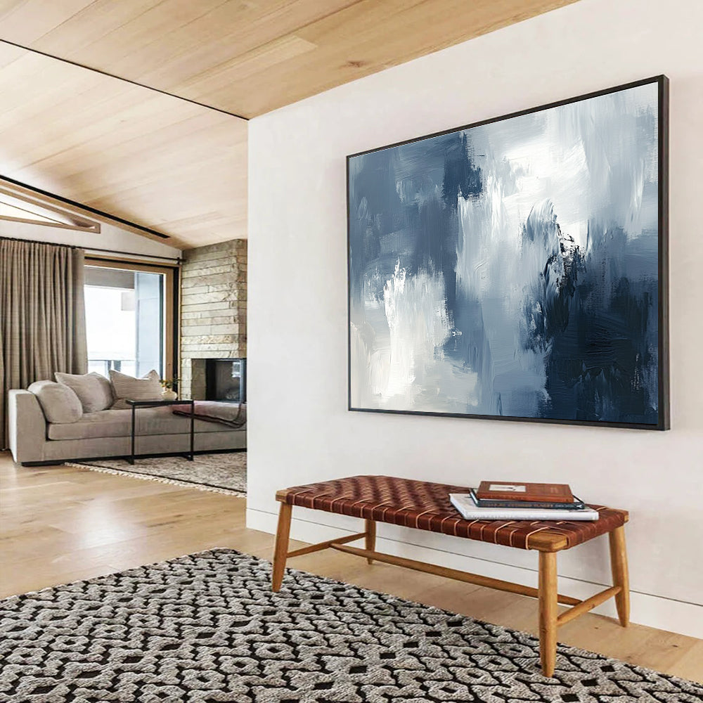 Grey and White Abstract Painting with Textured Surfaces DYP209