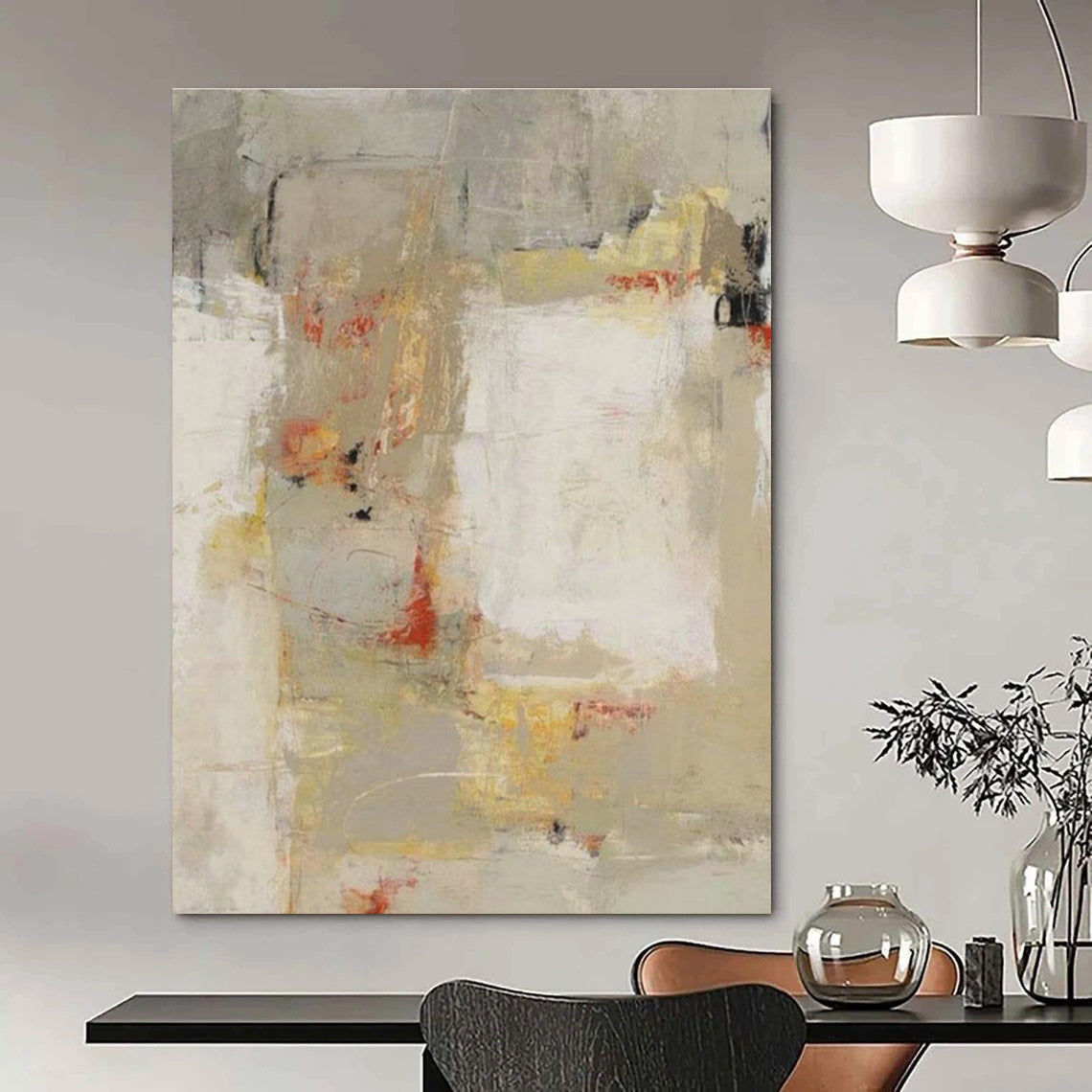 Hand-Painted Abstract Wall Art with 3D Relief for Living Room & Cottage Bedroom DLZ1431