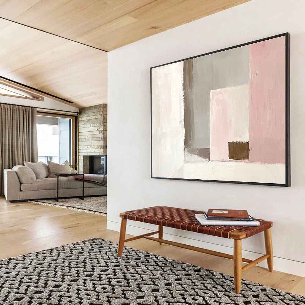 Pastel Geometry Abstract Painting with Soft Color Blocks DYP380