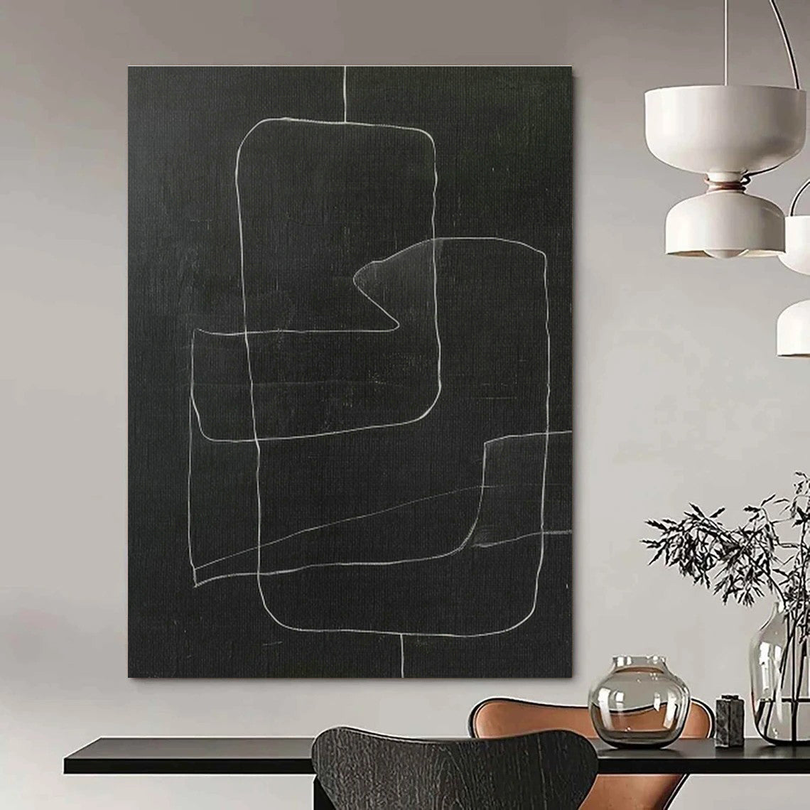 Colossal Hand-Painted Abstract Wall Hanging for Cottage Dining Room & Entryway DLZ1157
